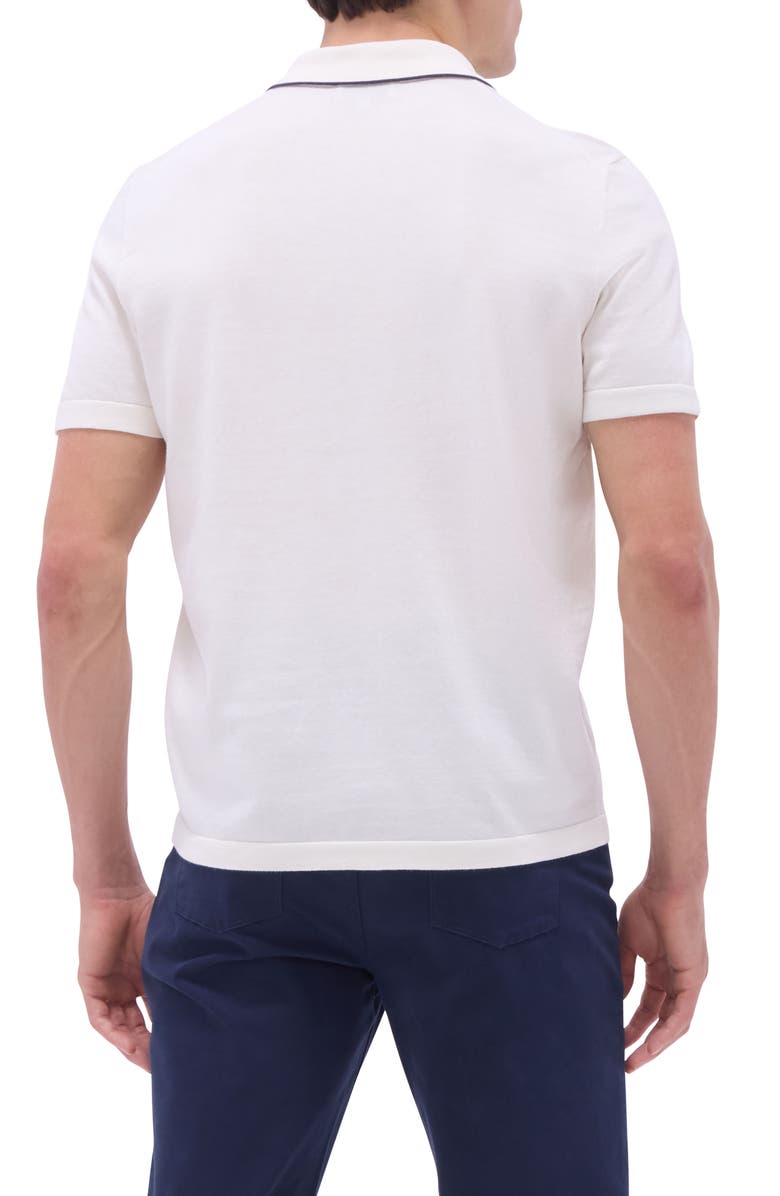 Bugatchi Tipped Cotton & Silk Pocket Polo Sweater, Alternate, color, 