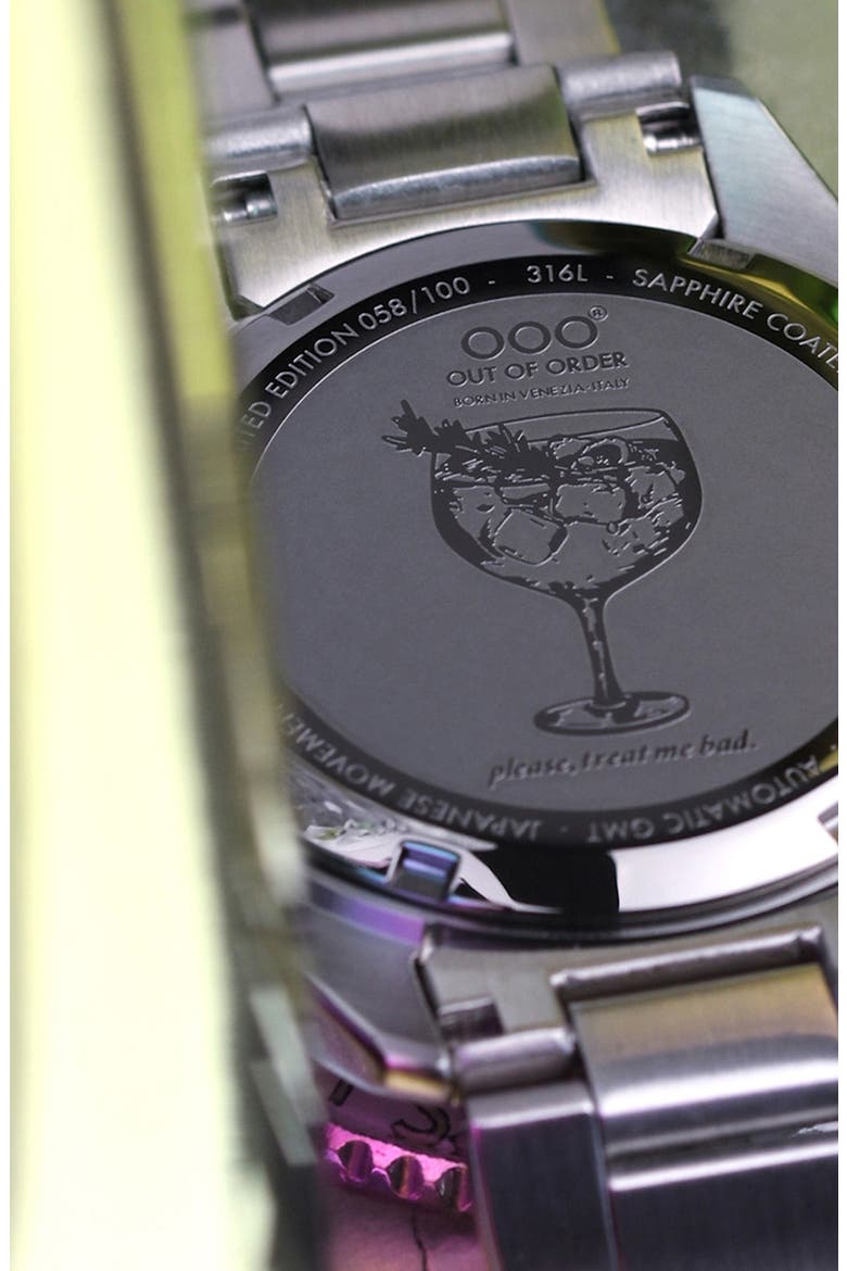 Gin Tonic Automatic GMT Bracelet Watch, 40mm, Alternate, color, STEEL