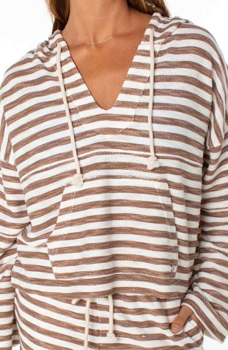 Roxy Rich Coast Stripe Hooded Sweatshirt, Alternate, color, Brownie
