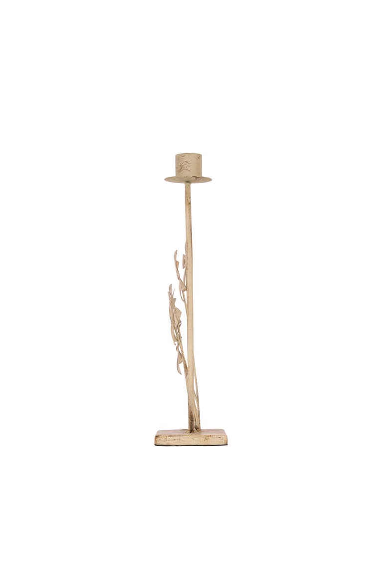 Florence Flower Taper Candle Holder, Alternate, color, Gold