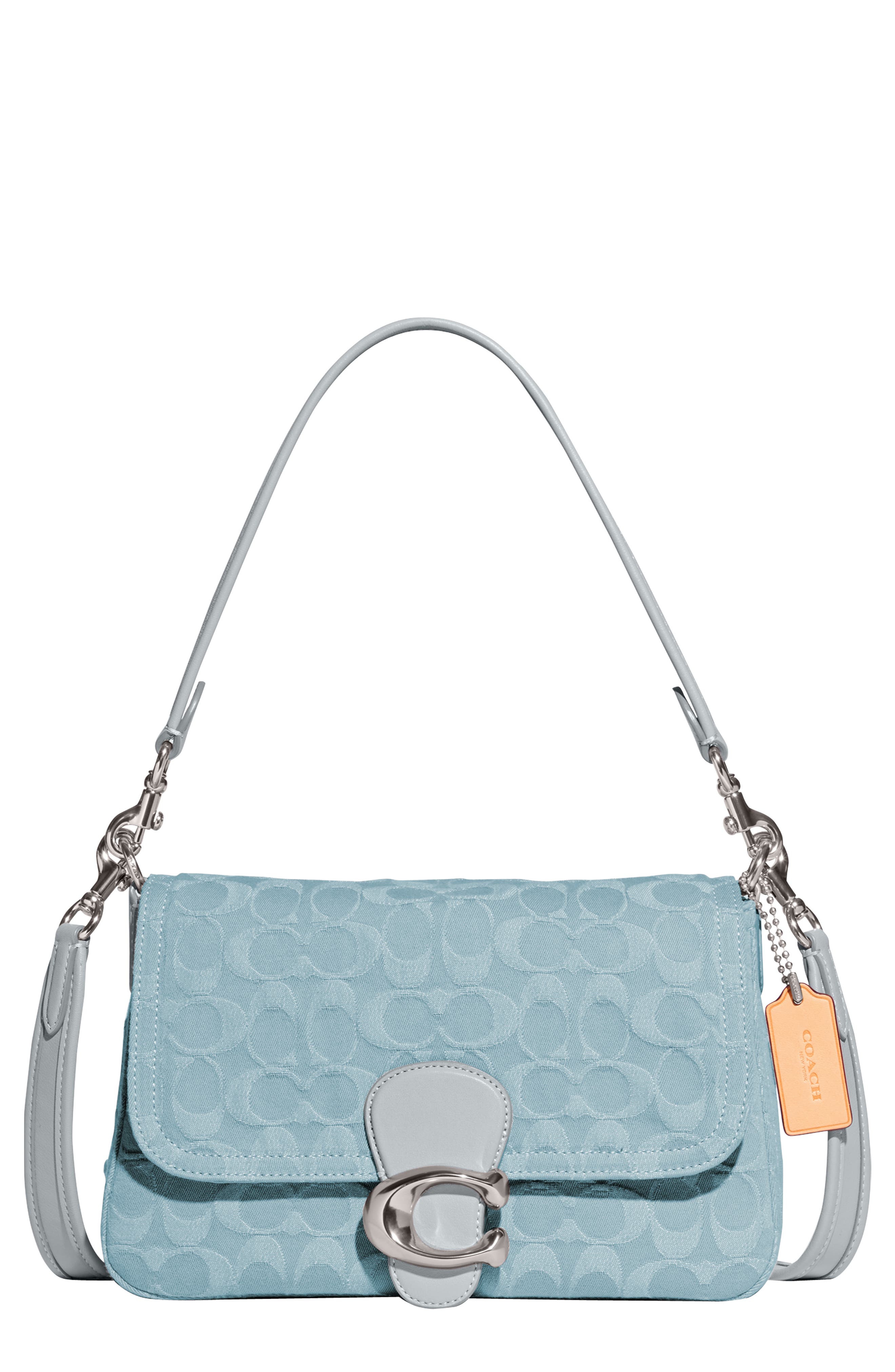 COACH Tabby Soft Signature Washed Denim Shoulder Bag, Main, color, 
