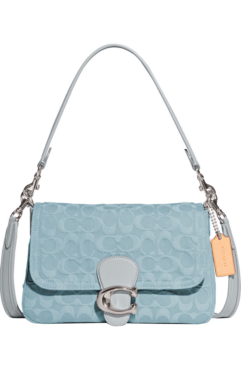 COACH Tabby Soft Signature Washed Denim Shoulder Bag, Main, color,