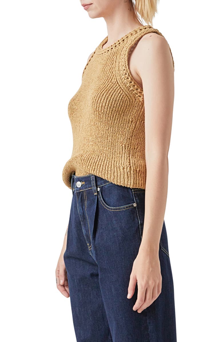 Grey Lab Ribbed Sleeveless Sweater, Alternate, color, Tan