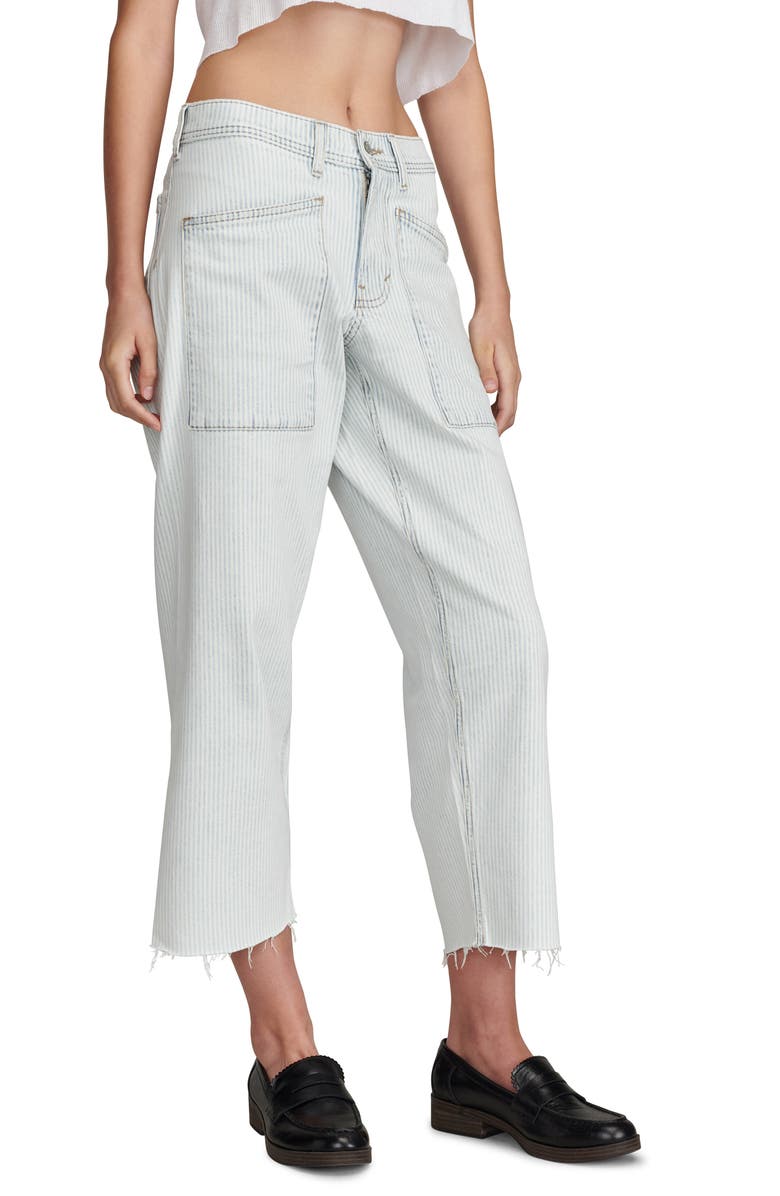 Lucky Brand Stripe High Waist Wide Leg Jeans, Alternate, color, Trackline