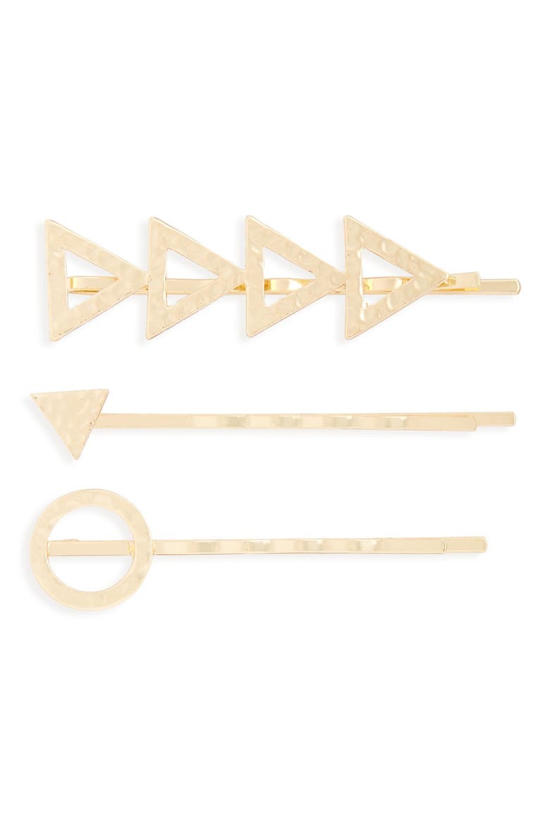 Geometric Bobby Pins, Main, color, GOLD