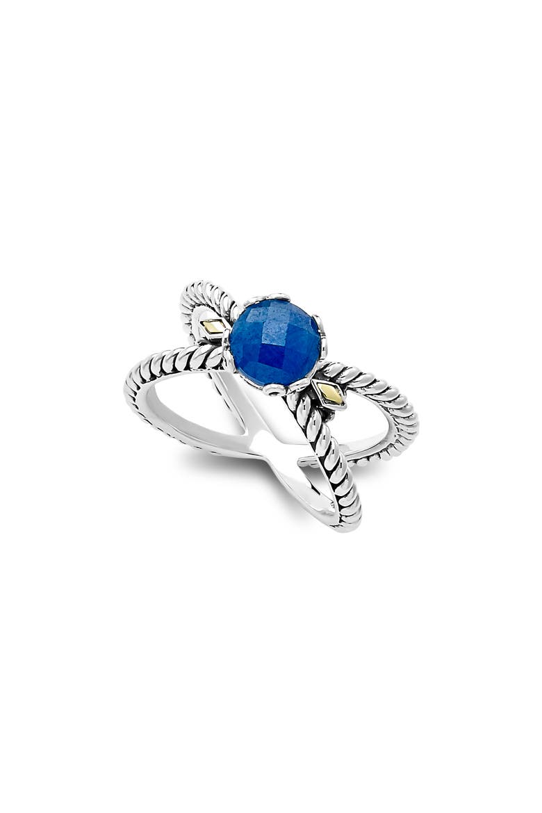 Two-Tone X Crossover Band Ring, Main, color, SAPPHIRE BLUE