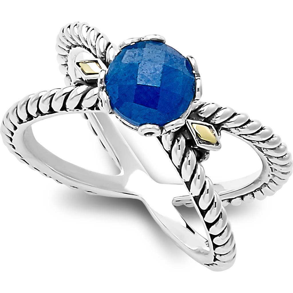 Samuel B. 18k & Silver 1.10 Ct. Tw. Blue Sapphire X Ring In Sapphire Blue