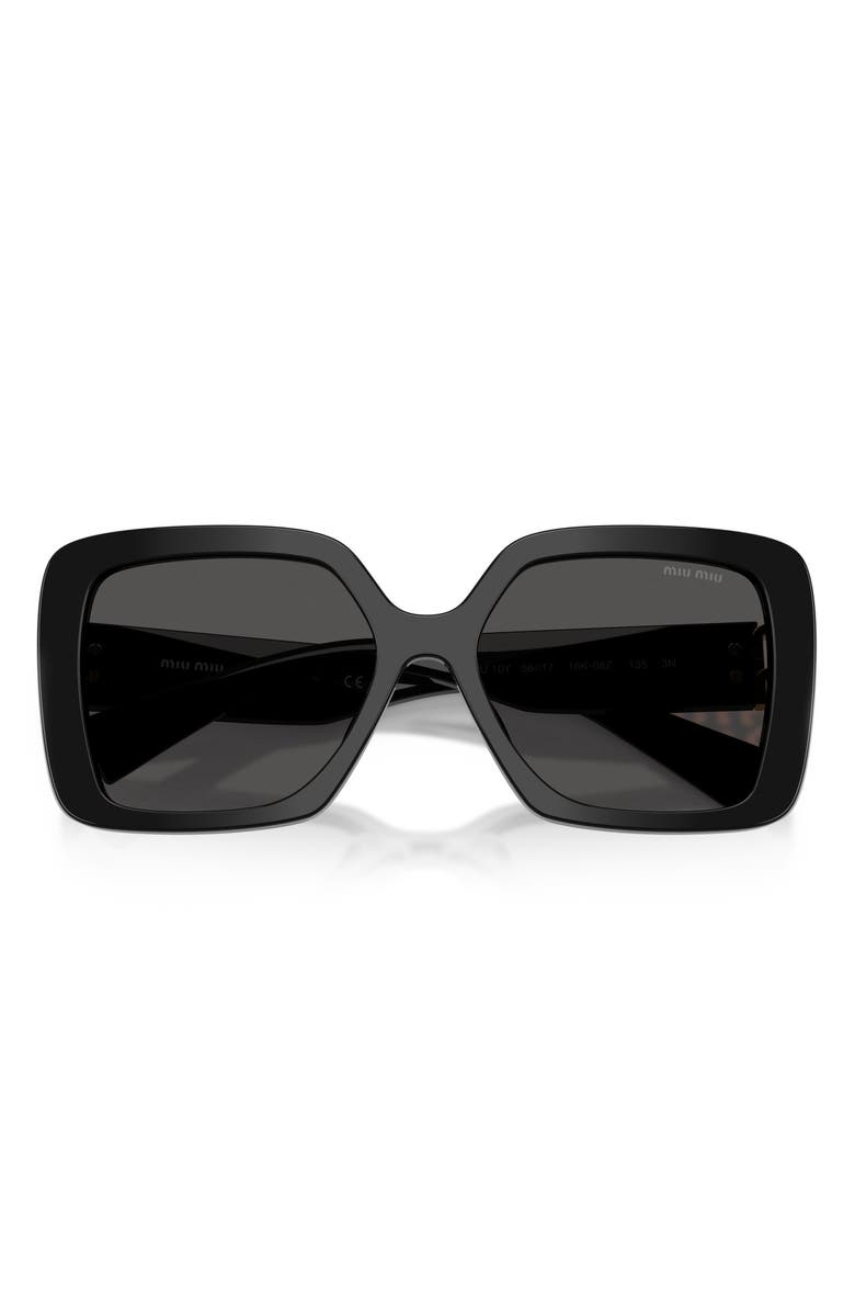 Miu Miu 56mm Butterfly Sunglasses, Alternate, color, Black/ Dark Grey