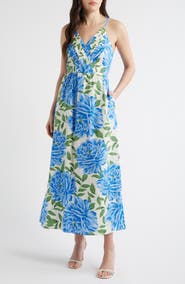 CeCe Floral Cotton Midi Dress