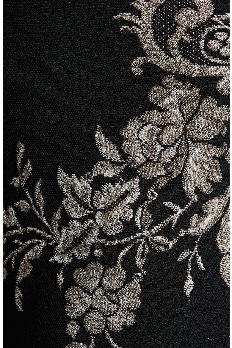 Floral Embroidered Volume Minidress, Alternate, color, BLACK/ SILVER/ GOLD