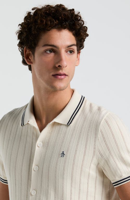 Original Penguin Drope Needle Polo Cardigan In Birch