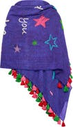 Maison Common Printed And Embroidered Scarf With Tassels with "message"