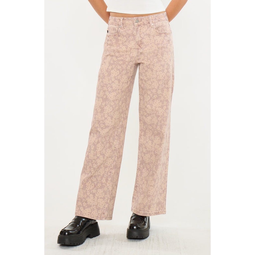 Kancan Roselynn High Rise Wide Leg Jean In Pink