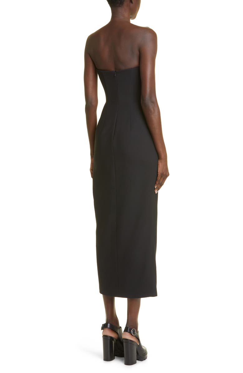 Brandon Maxwell The Nina Hardware Detail Strapless Wool & Silk Blend Column Dress, Alternate, color,