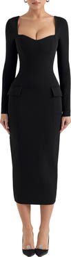 HOUSE OF CB Ella Long Sleeve Midi Dress