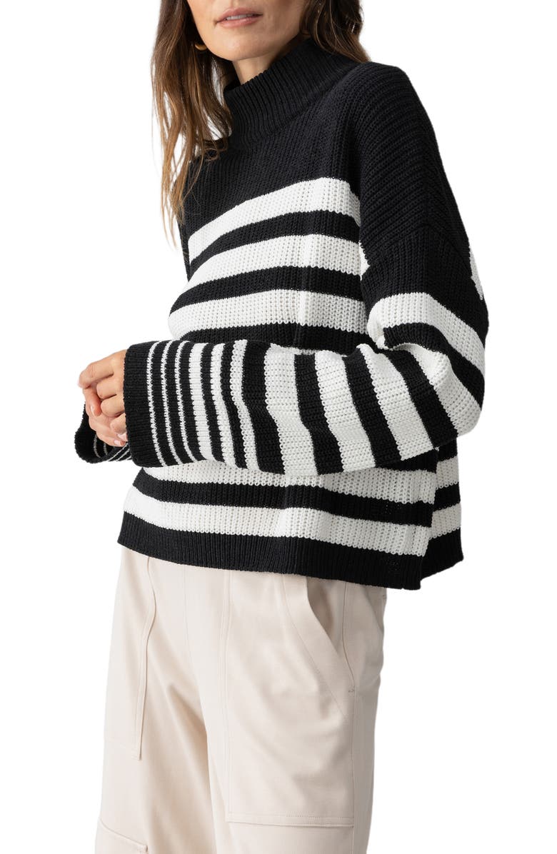 Sanctuary Stay Cozy Stripe Mock Neck Sweater, Alternate, color,