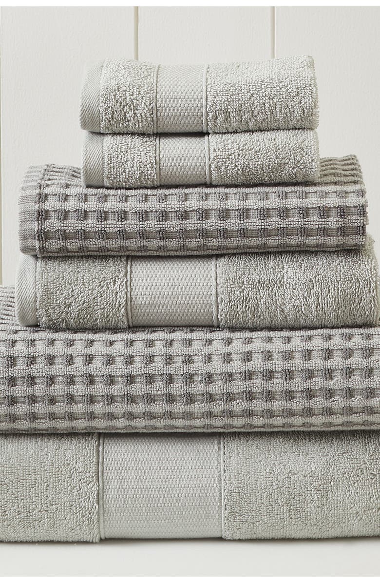 Modern Threads Luxury Spa Cobblestone Quick Dry 6-Piece Towel Set - White, Alternate, color, Silver