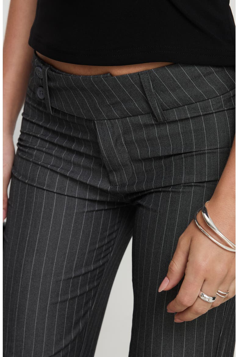 Kinkirk Pinstripe Low Rise Flare Pants, Alternate, color, GREY