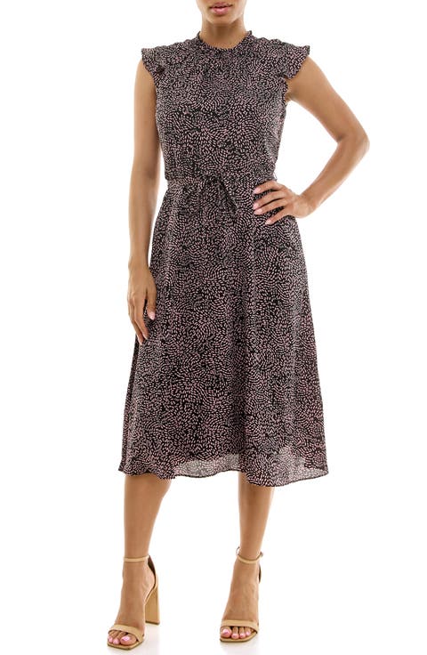 Smock Chiffon Midi Dress