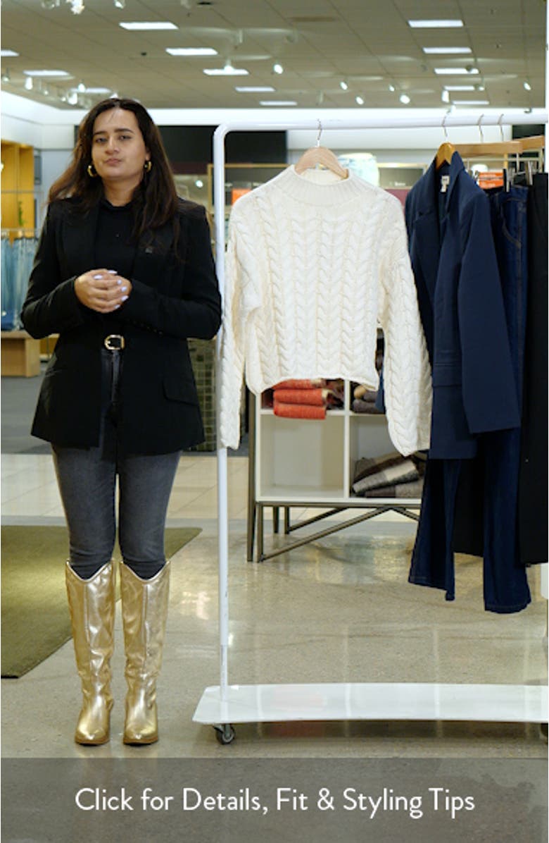 Haysa Mock Neck Cotton Blend Cable Sweater, sales video thumbnail