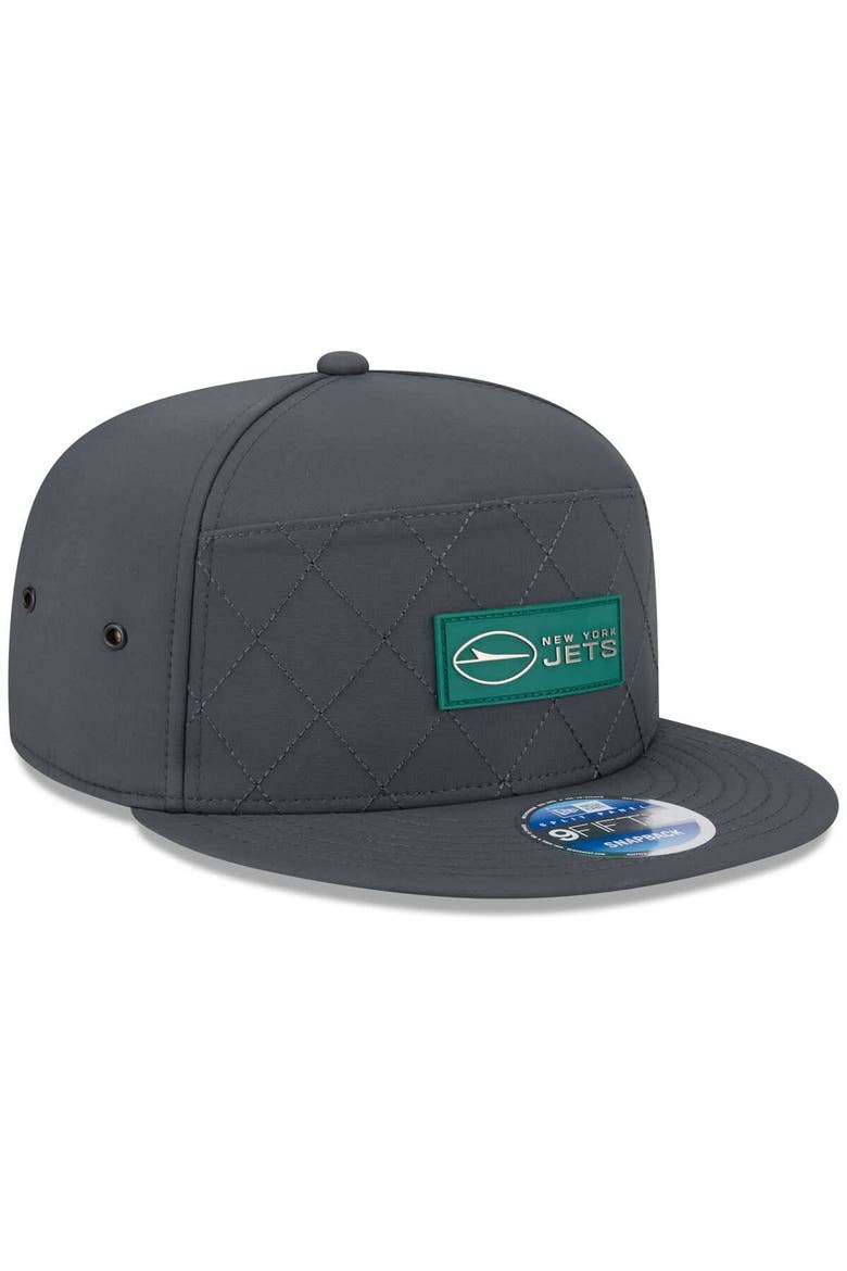 Men's New Era Charcoal New York Jets 2025 Sideline Cold Weather Split Panel 9FIFTY Snapback Hat, Alternate, color, Charcoal