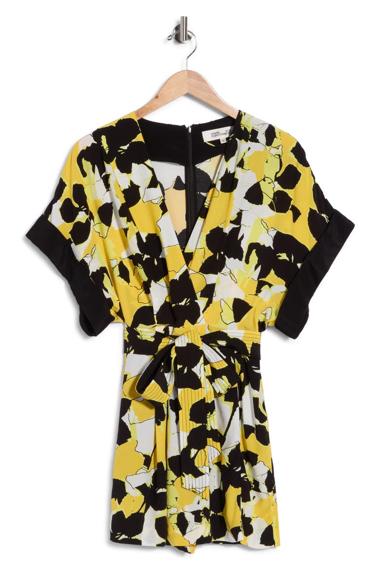 Rinna Short Sleeve Romper, Alternate, color, EGONS FLORAL YELLOW