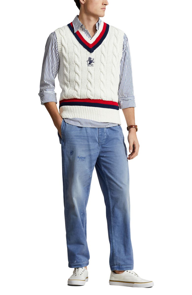 Polo Ralph Lauren Cable Stitch Cotton Sweater Vest, Alternate, color, 