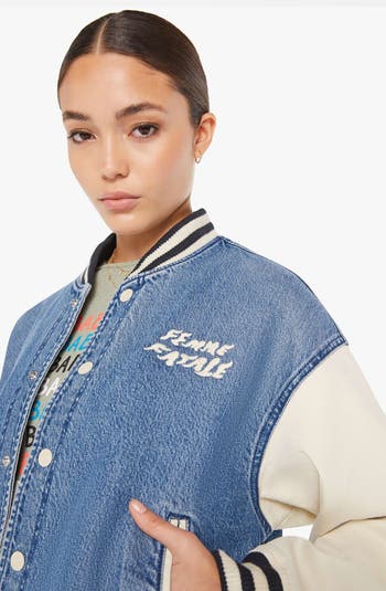 MOTHER The Pregame Denim Bomber Jacket Nordstrom