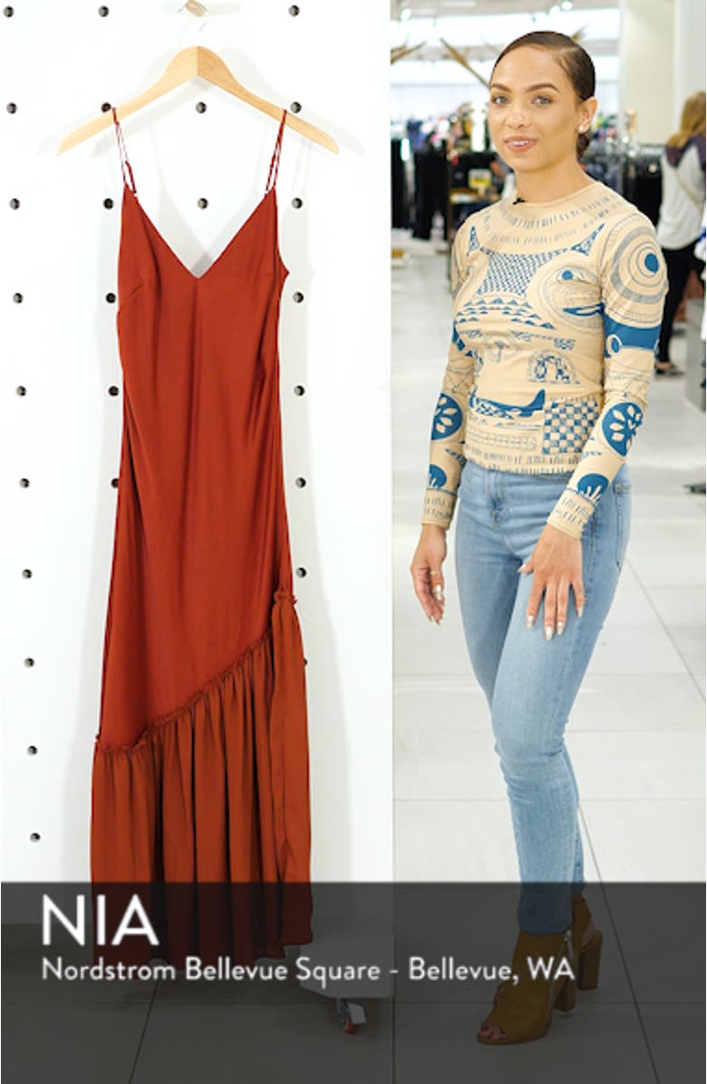 Ruffle Hem Satin Slipdress, sales video thumbnail