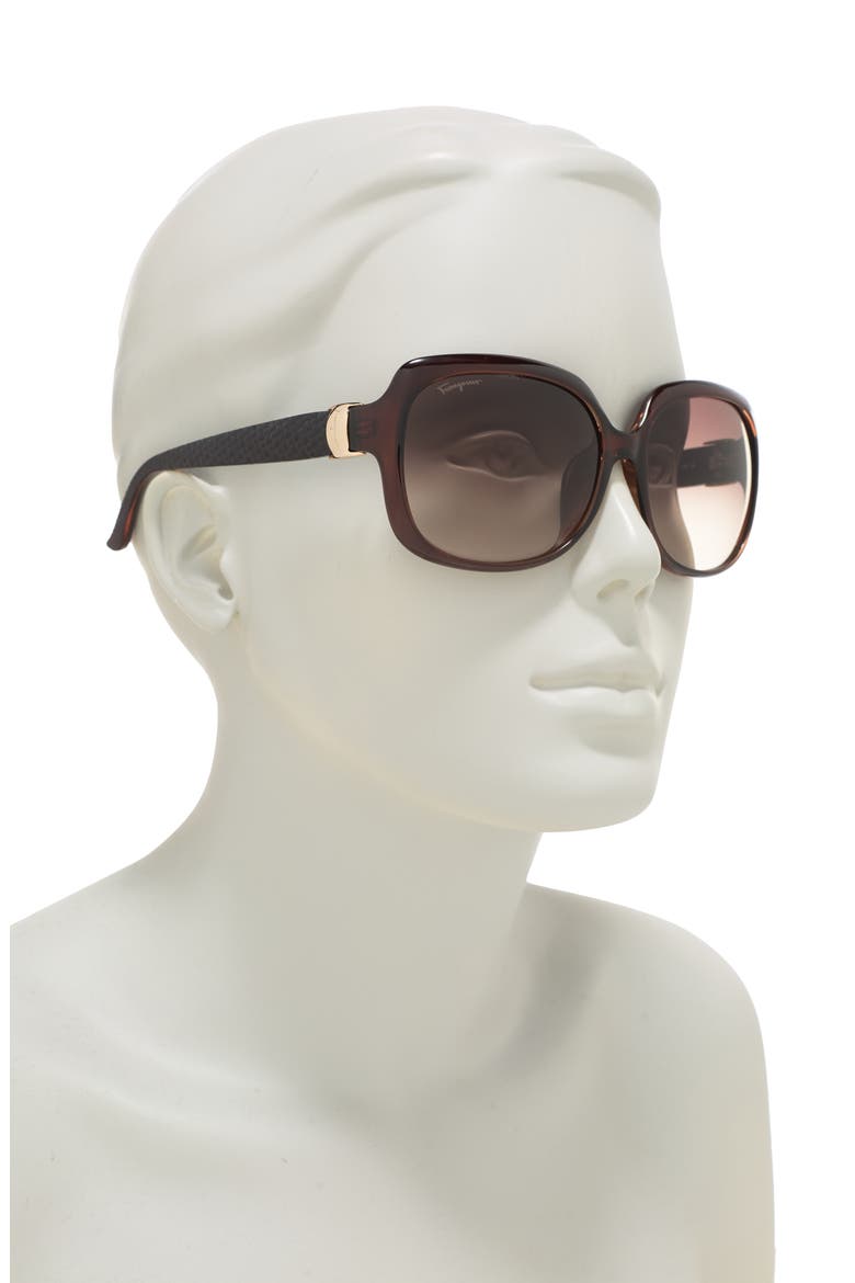 Salvatore Ferragamo 59mm Square Sunglasses, Alternate, color, BROWN