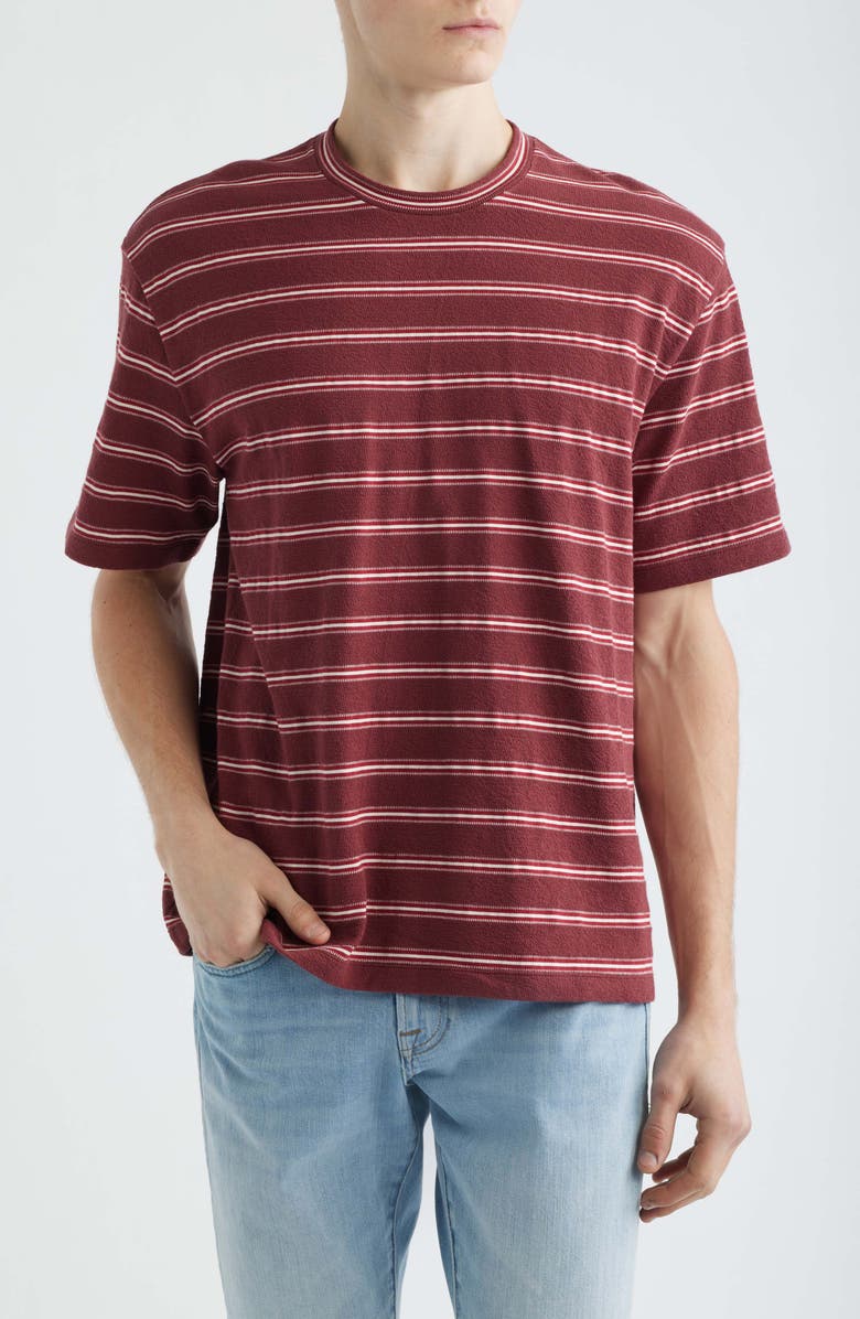 Madewell Boxy Jacquard Stripe T-Shirt, Main, color, Stripe Dusty Merlot