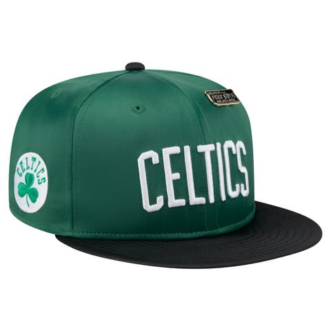 Men's New Era  Kelly Green/Black Boston Celtics Throwback Satin Vintage Pin Two-Tone 59FIFTY Fitted Hat