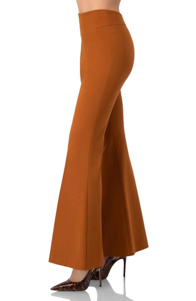 IVONNE Flared Trousers with Wide Waistband, Alternate, color, Brown