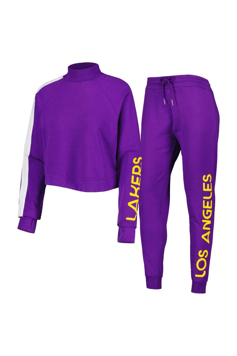 Women's Lusso Purple Los Angeles Lakers Maddie & Matildas Raglan Tri-Blend Pullover Hoodie & Jogger Pants Set, Main, color, Purple