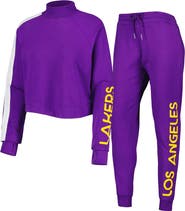 LUSSO Women's Lusso Purple Los Angeles Lakers Maddie & Matildas Raglan Tri-Blend Pullover Hoodie & Jogger Pants Set