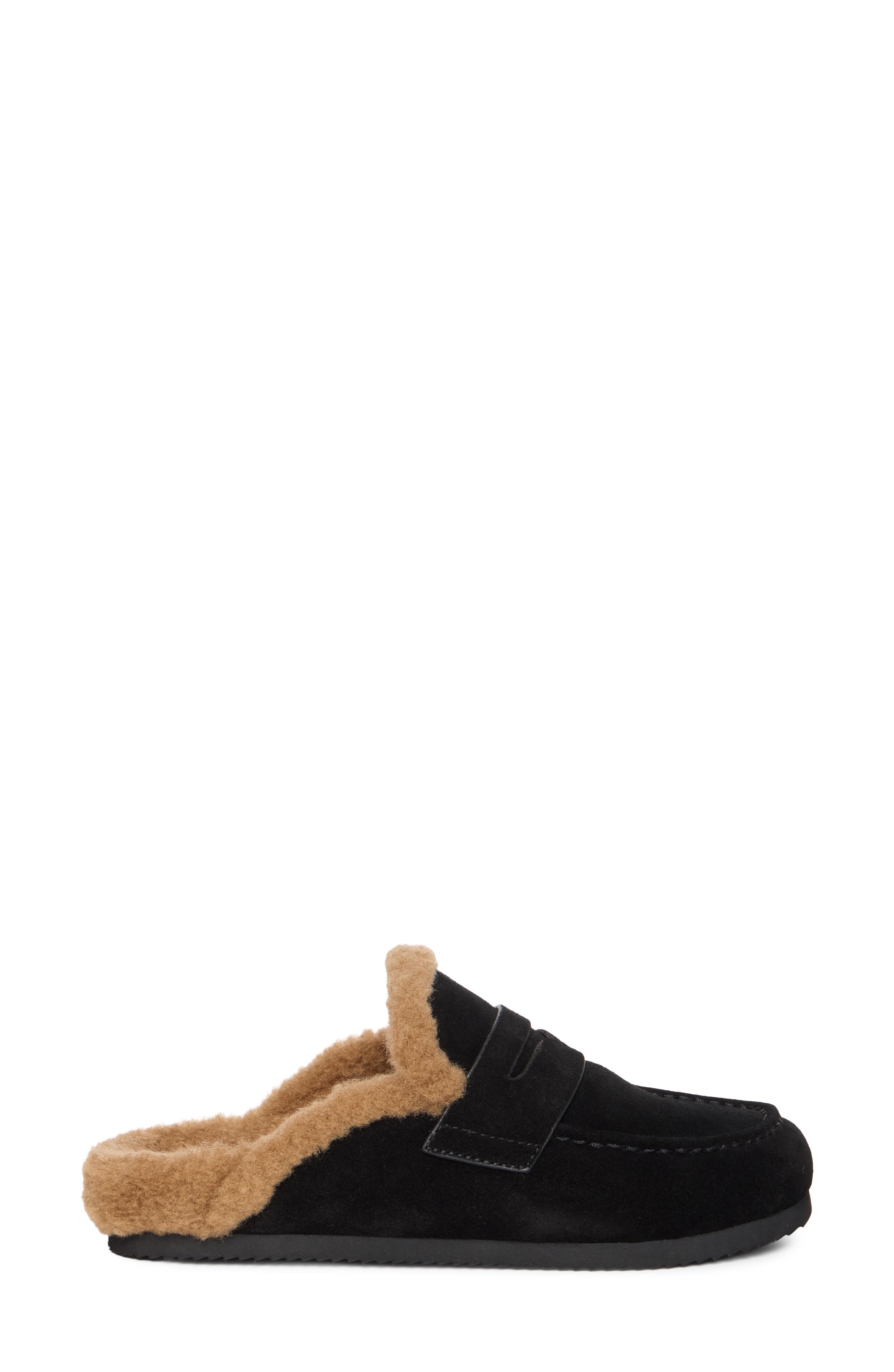 Wynn Faux Fur Lined Flat Mule, Alternate, color, BLACK