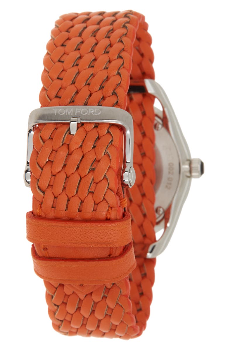 TOM FORD Woven Leather Strap Watch, 34mm, Alternate, color,