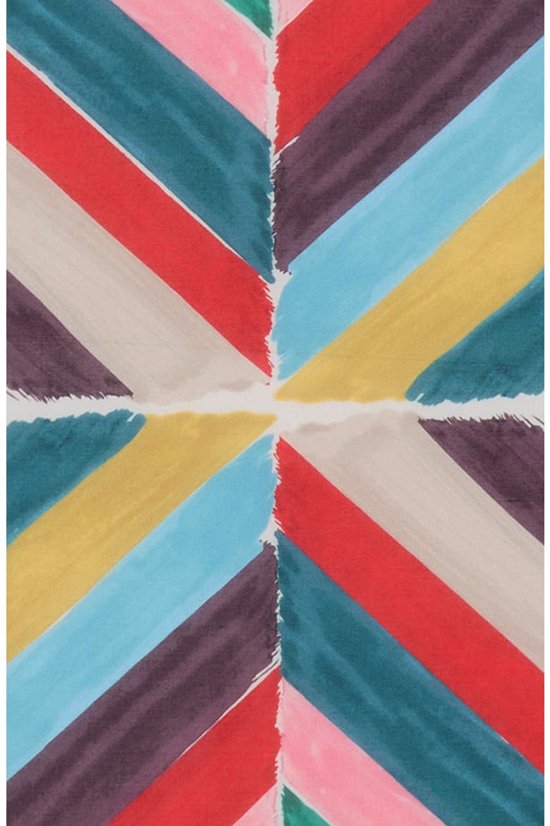 Painted Chevron Print Silk Square Scarf, Alternate, color, MULTI