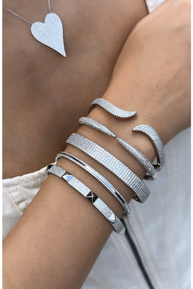 Studded Pavé Bangle, Alternate, color, SILVER