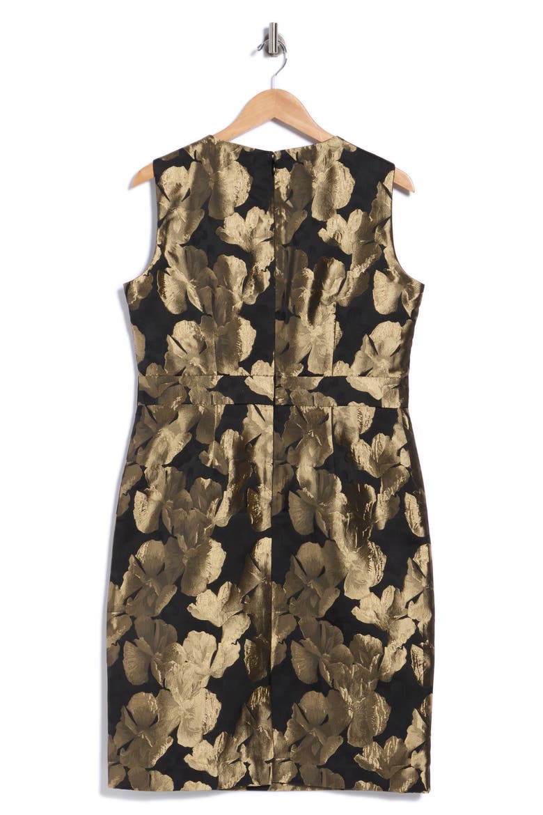 Floral Waistband Sheath Dress, Alternate, color, GOLD/ BLACK