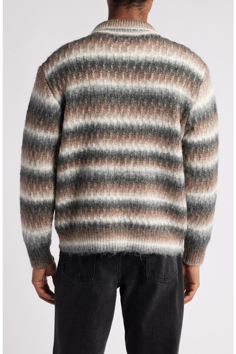Reggie Ombré Stripe Zip Cardigan, Alternate, color, BLACK MULTI