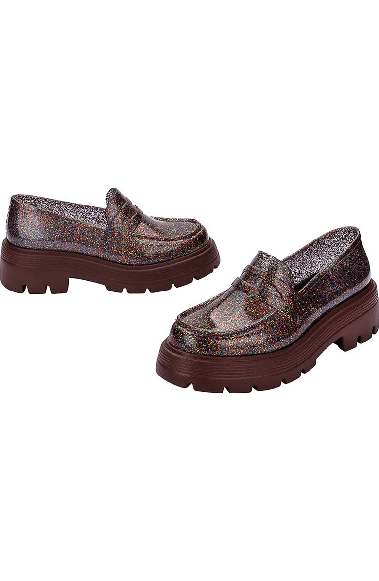 Melissa Royal Platform Penny Loafer, Alternate, color, Glitter Multicor