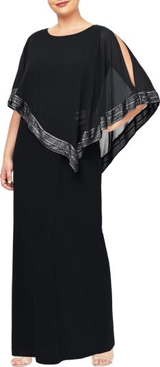 SLNY Asymmetrical Cape Dress Nordstrom