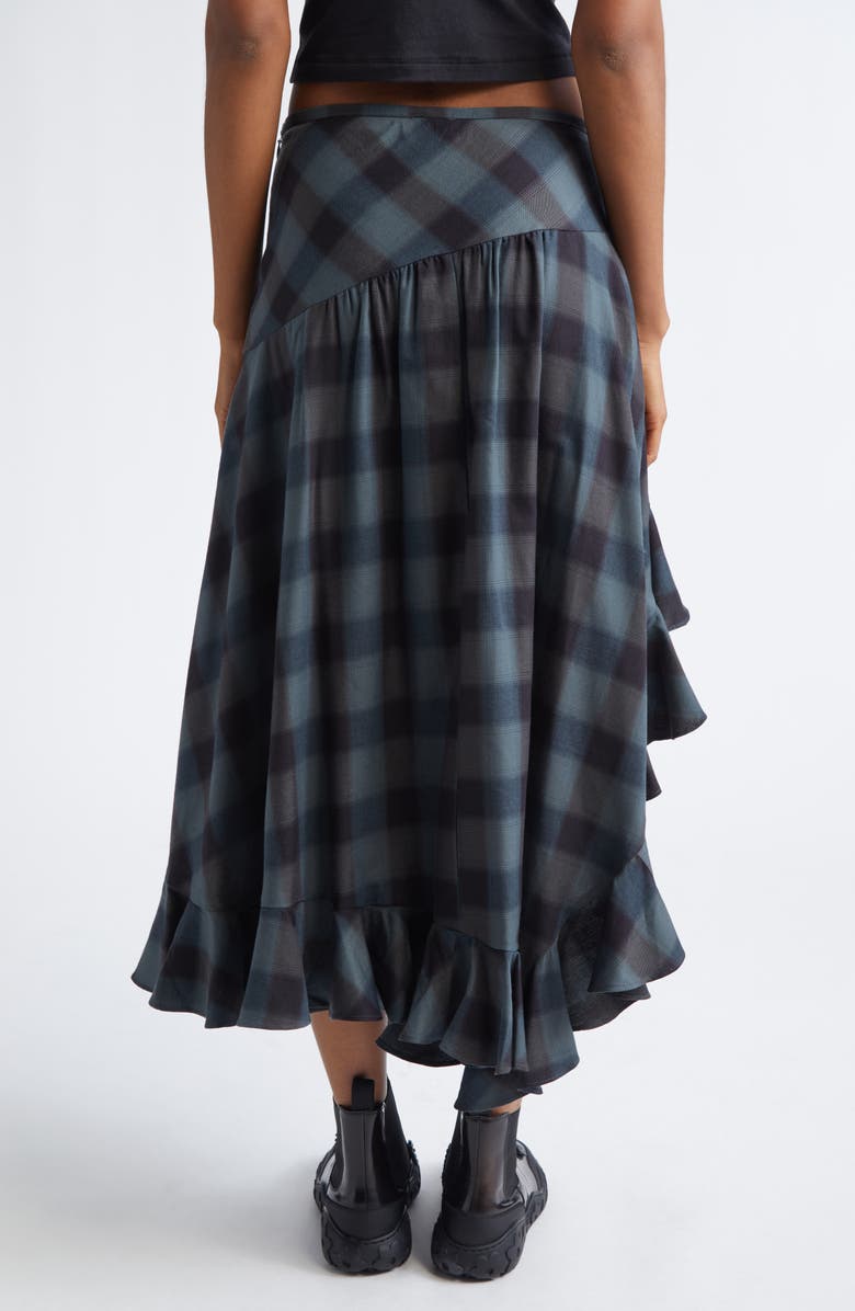 Collina Strada Florist Sky Plaid Asymmetric Skirt, Alternate, color, Navy Plaid