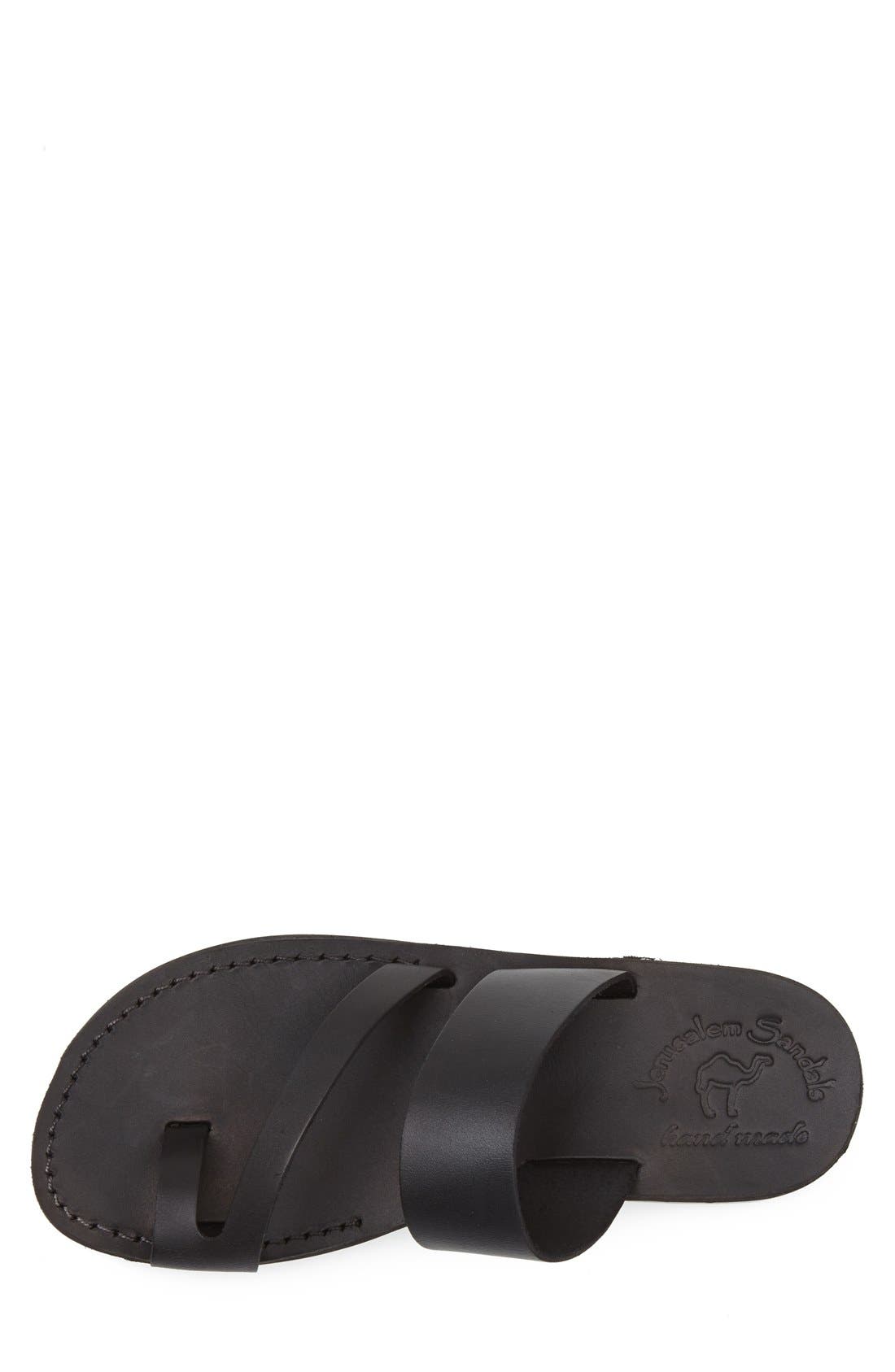 'Zohar' Leather Sandal, Alternate, color, BLACK