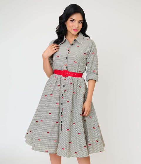 Long Sleeve Belted Shirt Dress