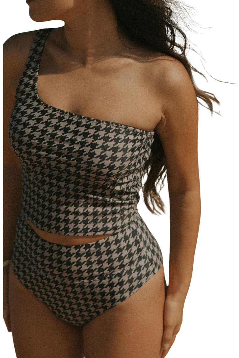 Bristol Tankini Top, Main, color, Black/Dark Cream Houndstooth