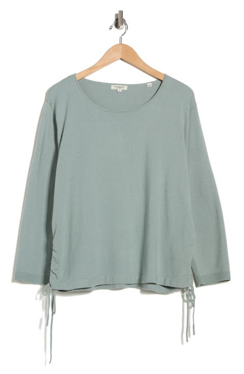 Cinching Side Tie Pullover Sweater (Plus)