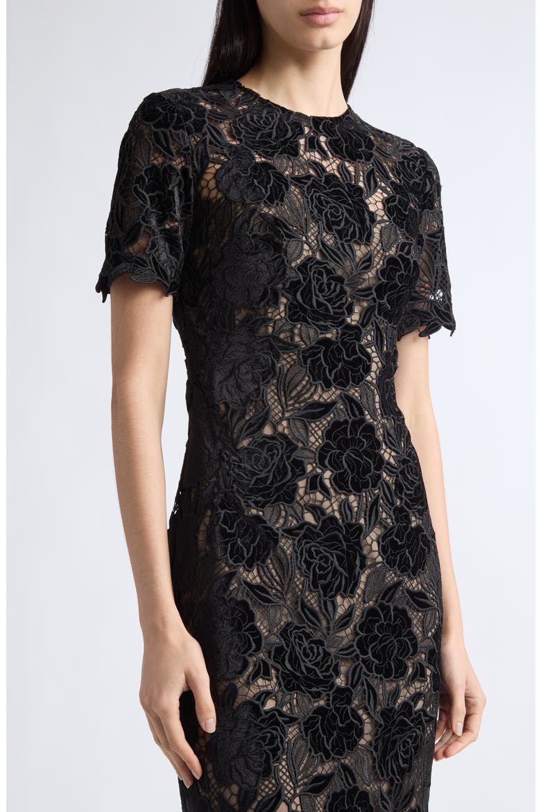 Velvet Rose Stretch Lace Cocktail Dress, Alternate, color, BLACK