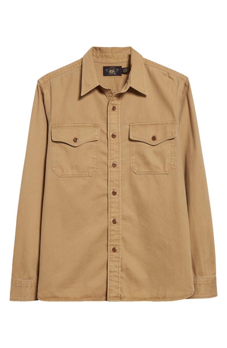 Double RL Cotton Twill Button-Up Work Shirt, Alternate, color, 